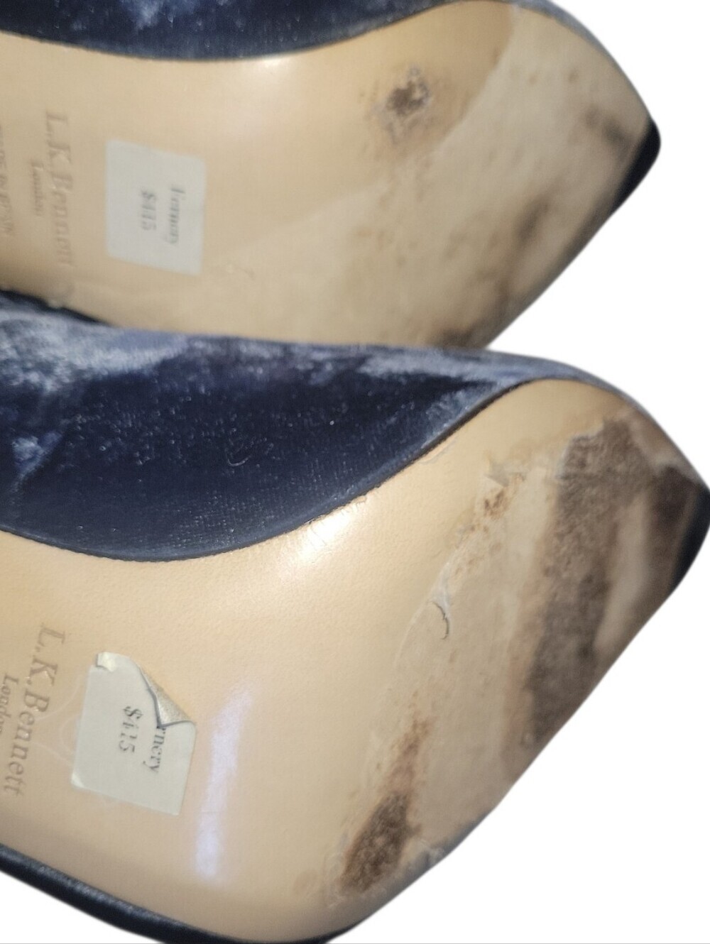 L.K. Bennett London Fern Powder Blue Velvet Pointed Pumps Crystal Bow Detail 40 - Picture 5 of 9